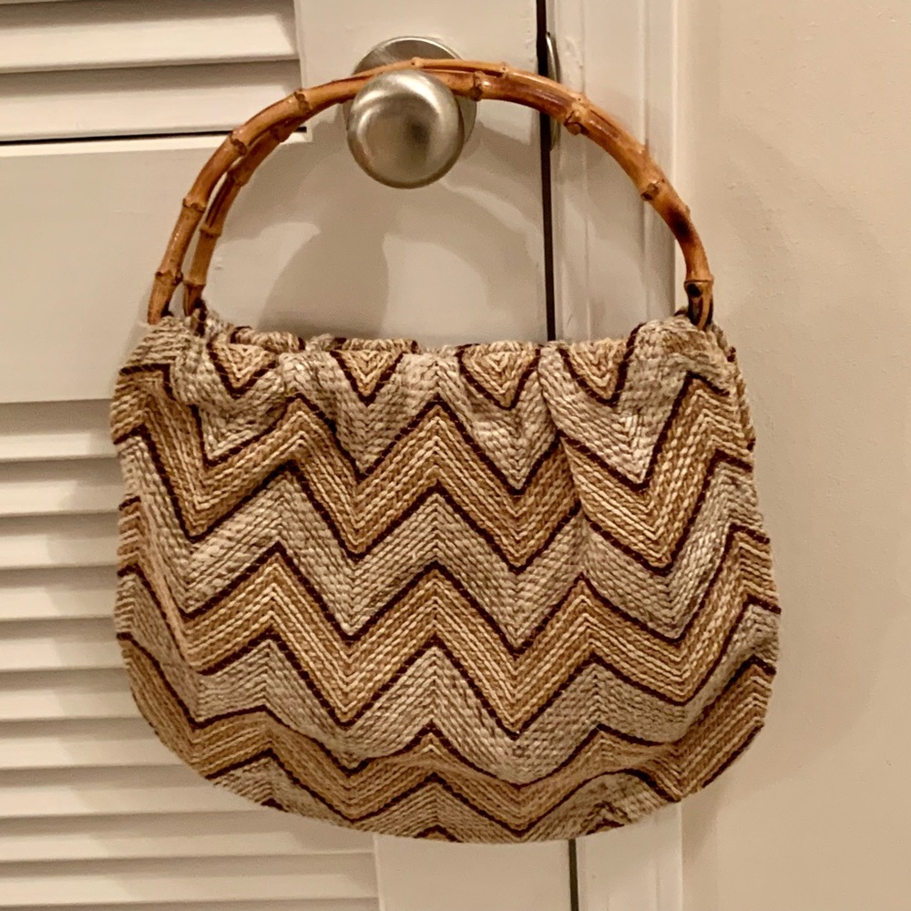 Vintage bamboo handles 1970’s(?) jute bag